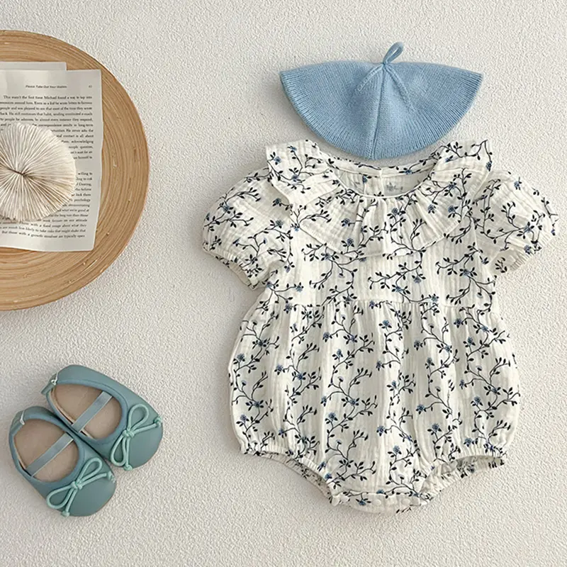 Sister Summer Baby Girls Clothes Girls Short Sleeve ​Dress Flower Print Kids Baby Romper Princess Dress Matching Sister Outfit