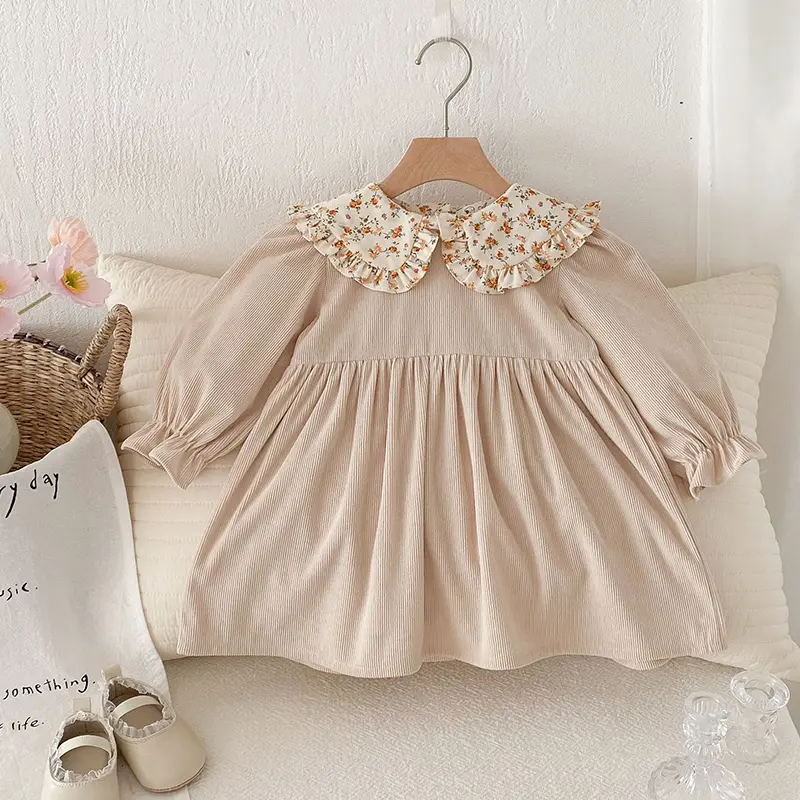 2025 Spring Girl's Fashion Embroidery Dress Baby Girl Korean Style Long-sleeved Flower Clothing Kids Casual Toddler Party Dress