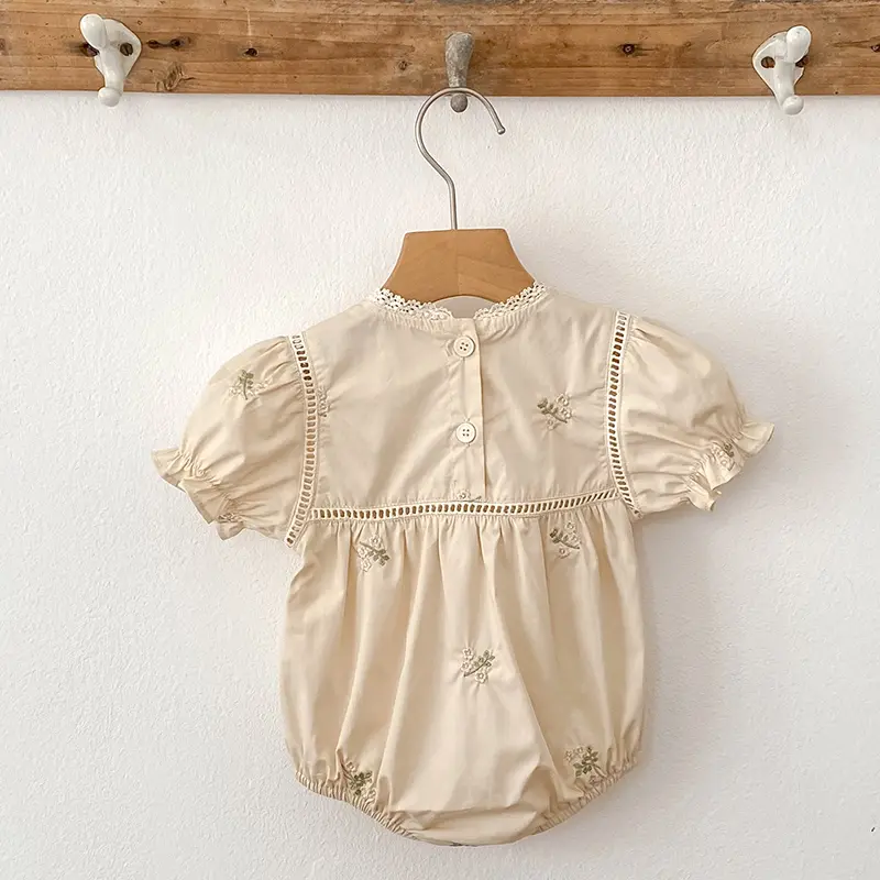 0-24M Baby Rompers Embroidery Newborn Baby Girl Clothing White Soft Cotton Romper Bodysuit Infant Clothes Newborn Clothes Summer