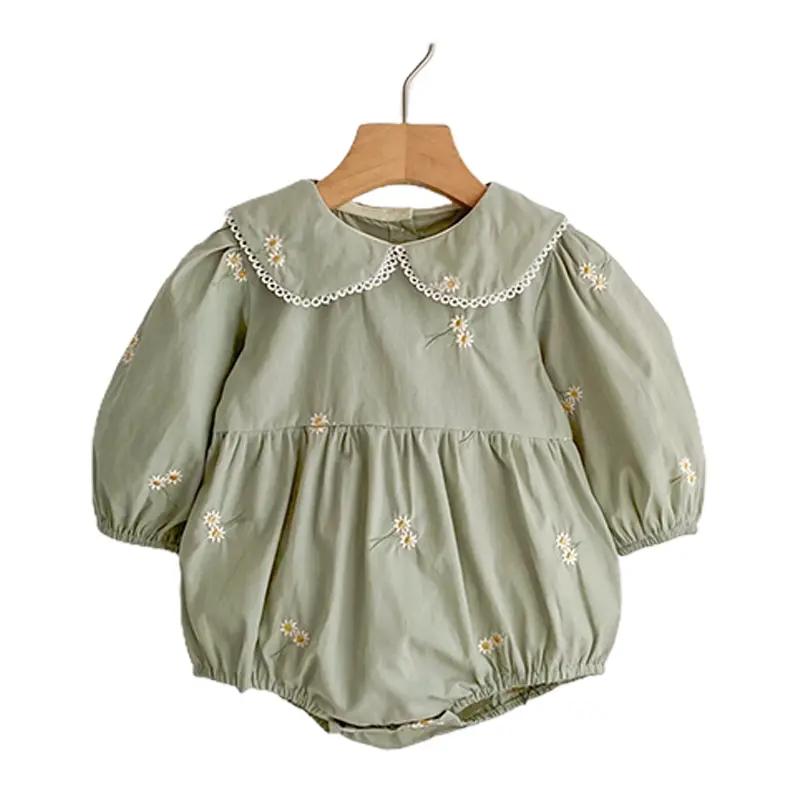 New Infant Baby Girl Romper Embroidered Flowers Cotton Lace Long Sleeve Newborn Rompers Baby Onepiece Fashion Baby Girl Clothing