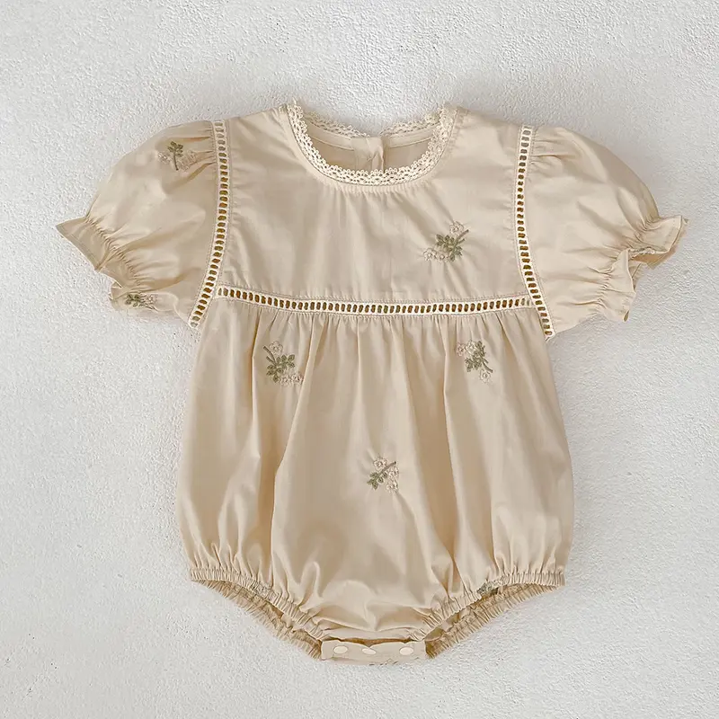 0-24M Baby Rompers Embroidery Newborn Baby Girl Clothing White Soft Cotton Romper Bodysuit Infant Clothes Newborn Clothes Summer