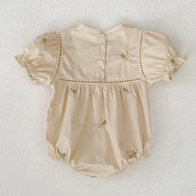 0-24M Baby Rompers Embroidery Newborn Baby Girl Clothing White Soft Cotton Romper Bodysuit Infant Clothes Newborn Clothes Summer