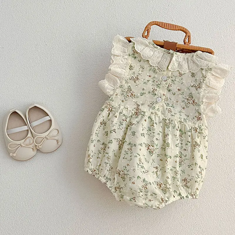 Summer Jumpsuit Baby Girl Bodysuits 0-24M Baby Girl Romper Lace Newborn Infant Jumpsuit Cute Floral Print Ruffle Sunsuit Outfits