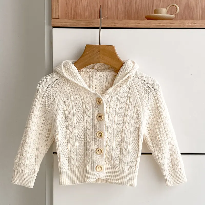 2025 New Autumn Baby Girl Clothing Infant Baby Girls Knitting Cardigan Hoodie Long Sleeved Solid Color Newborn Baby Knit Sweater