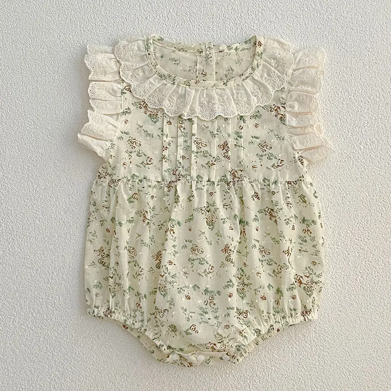 Summer Jumpsuit Baby Girl Bodysuits 0-24M Baby Girl Romper Lace Newborn Infant Jumpsuit Cute Floral Print Ruffle Sunsuit Outfits
