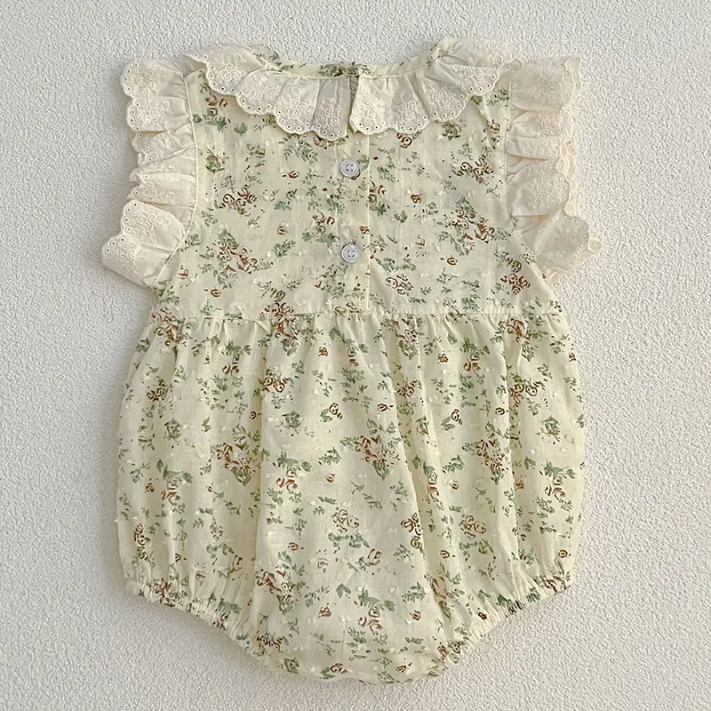 Summer Jumpsuit Baby Girl Bodysuits 0-24M Baby Girl Romper Lace Newborn Infant Jumpsuit Cute Floral Print Ruffle Sunsuit Outfits
