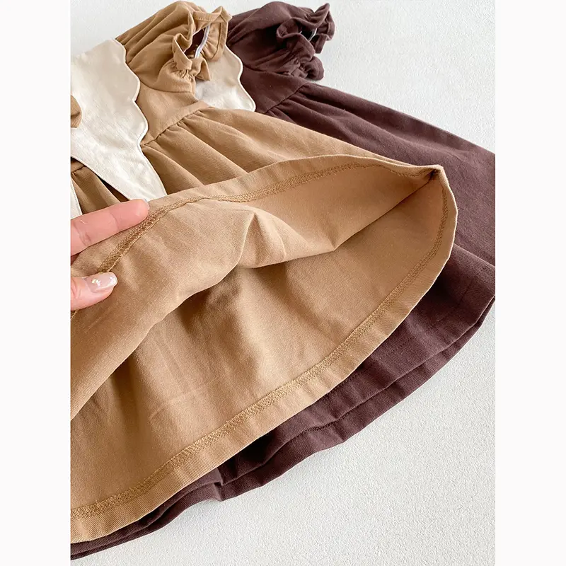 1-5Yrs Baby Girls Dress Casual Bow Clothes Summer Cotton Girls Princess Dress Big Turn Down Collar Dress Girls Clothes Korean
