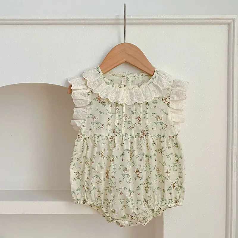 Summer Jumpsuit Baby Girl Bodysuits 0-24M Baby Girl Romper Lace Newborn Infant Jumpsuit Cute Floral Print Ruffle Sunsuit Outfits