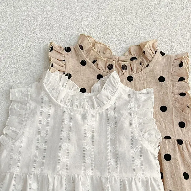 0-24M Newborn Baby Girl Romper 2025 Summer Baby Girl Clothing Toddler Baby Girls Jumpsuit Sleeveless Cotton Dot Print Clothing
