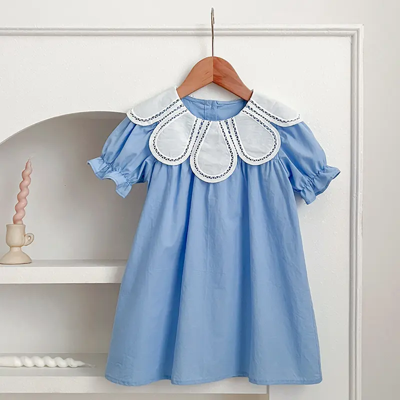 2-6Yrs Baby Girls Clothes Petal Collar Cotton New Toddler Girl Dresses Summer Baby Dress Kids Girls Casual Soft Dress Princess