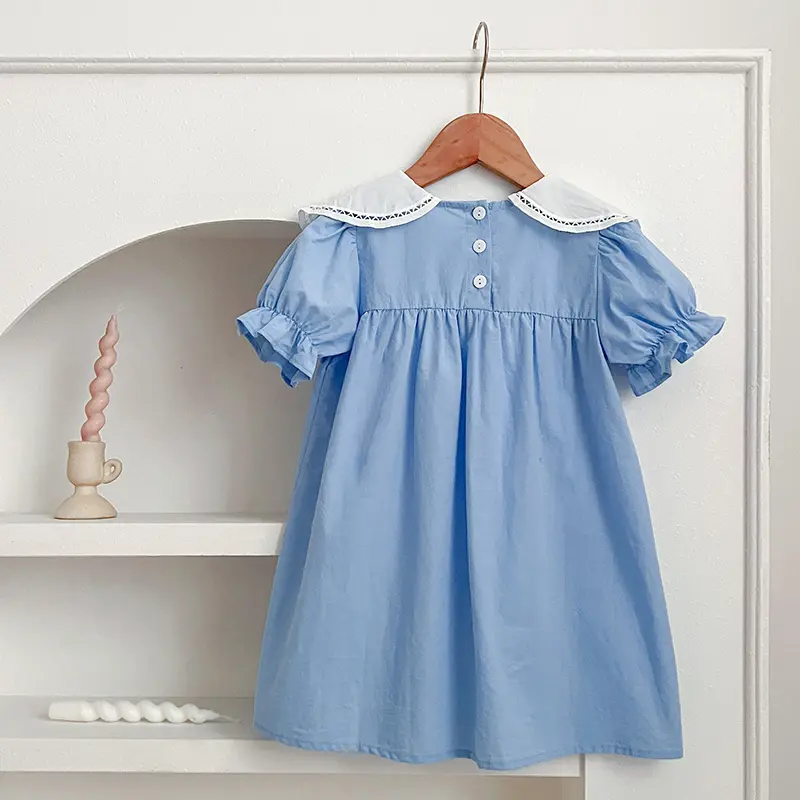 2-6Yrs Baby Girls Clothes Petal Collar Cotton New Toddler Girl Dresses Summer Baby Dress Kids Girls Casual Soft Dress Princess