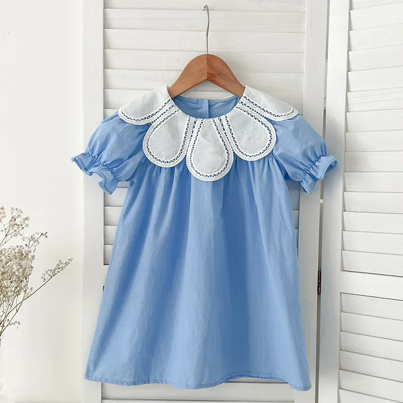 2-6Yrs Baby Girls Clothes Petal Collar Cotton New Toddler Girl Dresses Summer Baby Dress Kids Girls Casual Soft Dress Princess