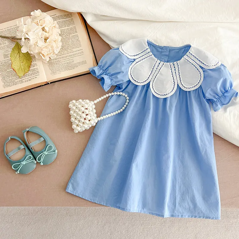 2-6Yrs Baby Girls Clothes Petal Collar Cotton New Toddler Girl Dresses Summer Baby Dress Kids Girls Casual Soft Dress Princess