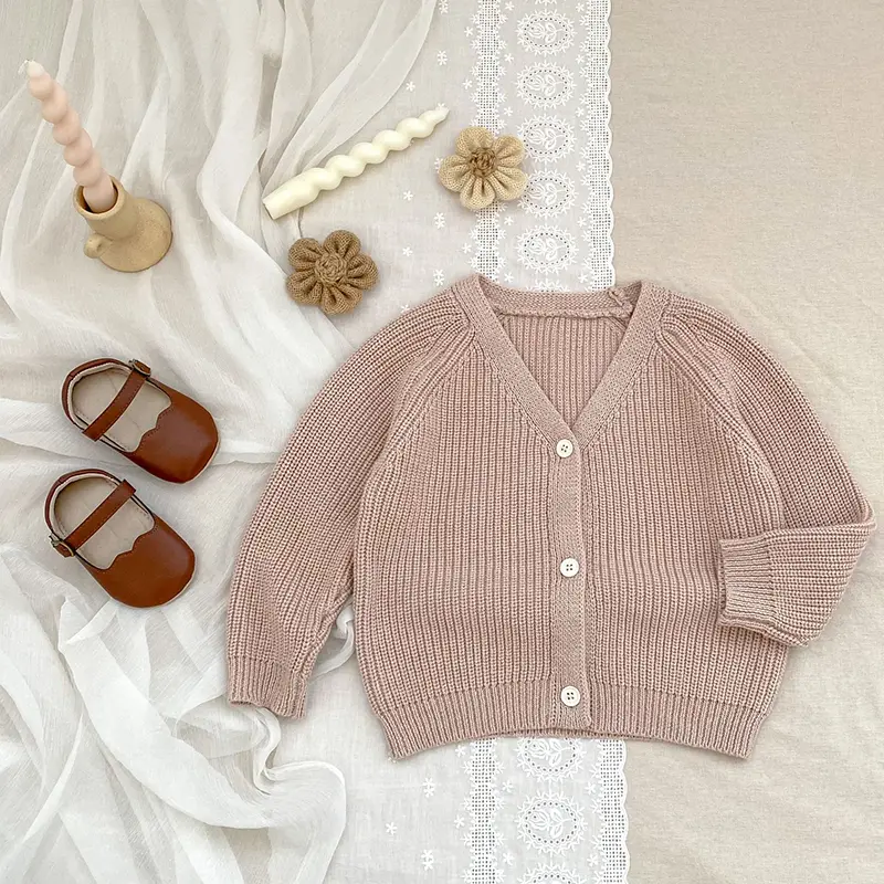 Baby Boys Knit Cardigan Girls Autumn Winter Knitted Sweater Long Sleeve Solid Color Single-breasted Knitwear Cardigan Jacket