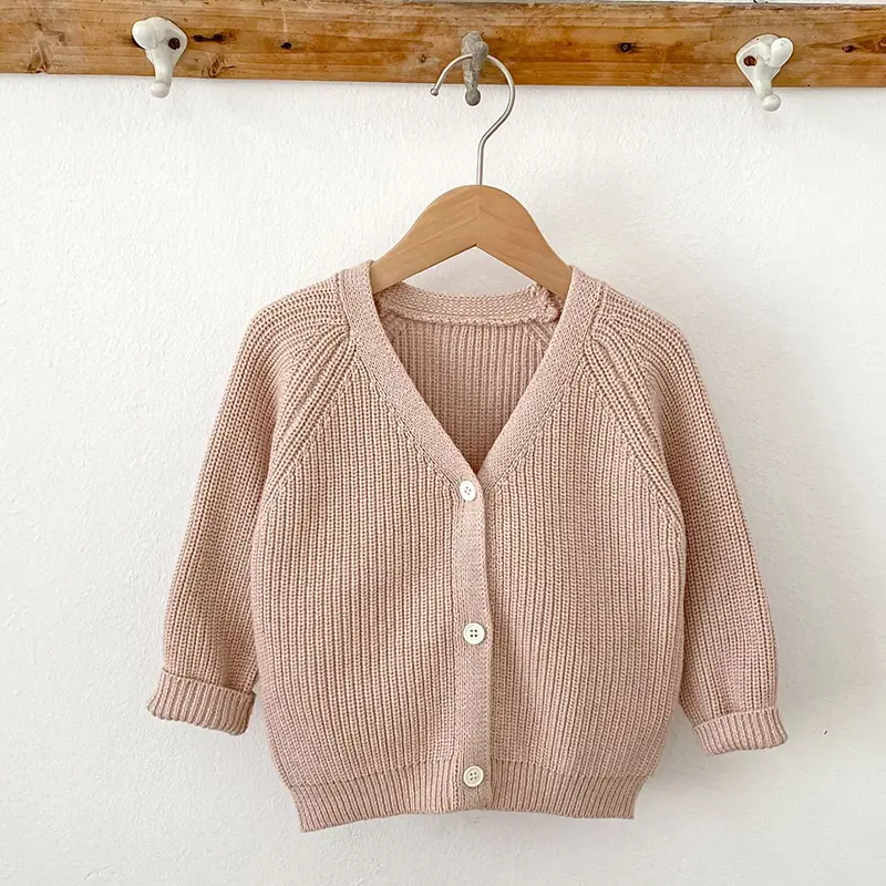 Baby Boys Knit Cardigan Girls Autumn Winter Knitted Sweater Long Sleeve Solid Color Single-breasted Knitwear Cardigan Jacket