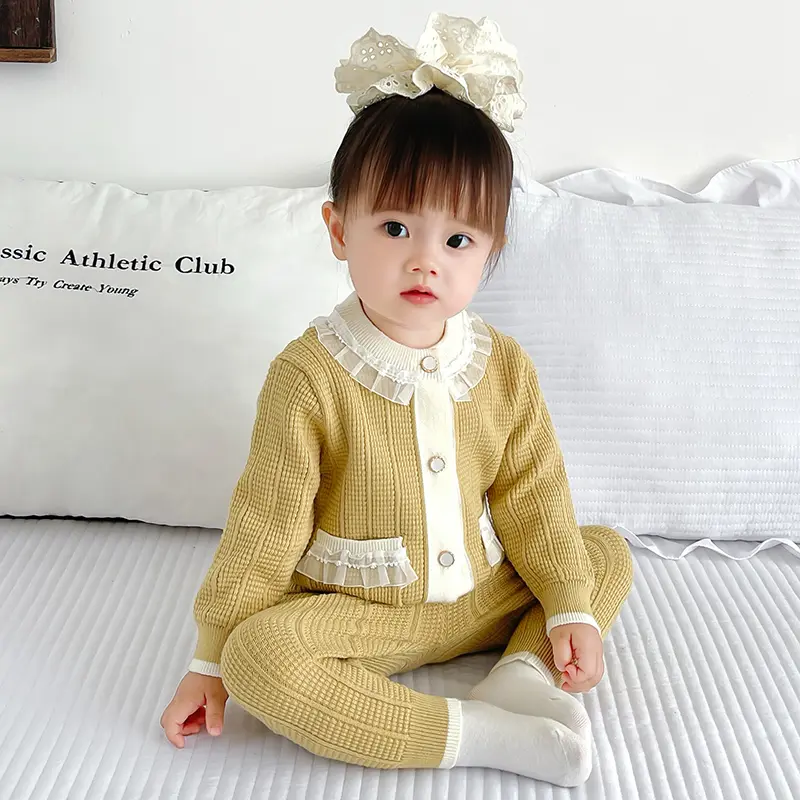 Baby Clothes Sets Christmas Red Knitted Set Autumn Newborn Girl Infant Clothing Tops And Pants Knitted Sweater Baby Pajamas Sets