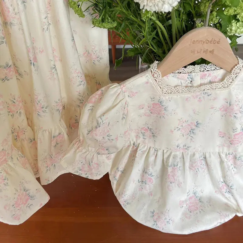 2024 Infant Baby Girls Jumpsuit Lace Collar Flowers Cotton Newborn Baby Girl Bodysuits Summer Baby Girls Clothes Korean Style