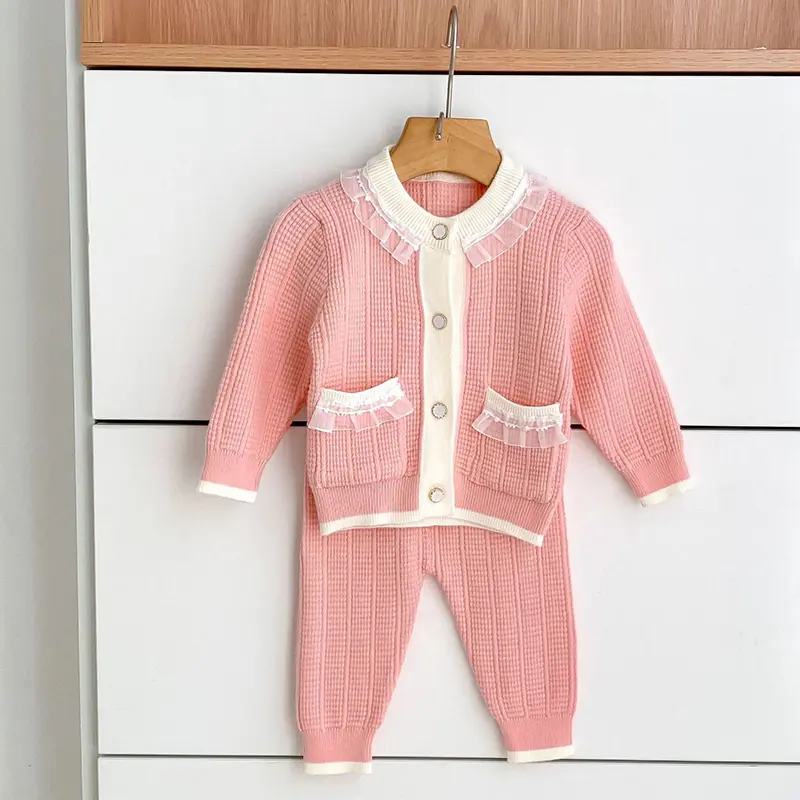 Baby Clothes Sets Christmas Red Knitted Set Autumn Newborn Girl Infant Clothing Tops And Pants Knitted Sweater Baby Pajamas Sets