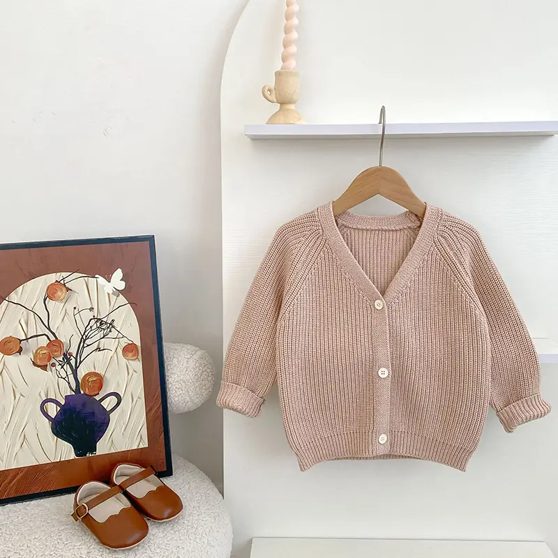 Baby Boys Knit Cardigan Girls Autumn Winter Knitted Sweater Long Sleeve Solid Color Single-breasted Knitwear Cardigan Jacket