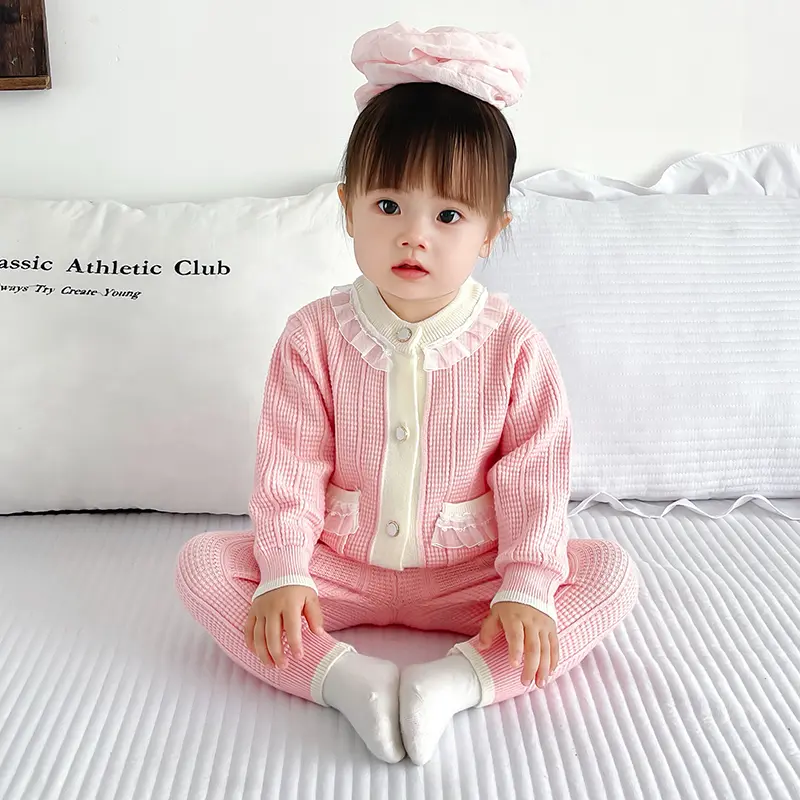 Baby Clothes Sets Christmas Red Knitted Set Autumn Newborn Girl Infant Clothing Tops And Pants Knitted Sweater Baby Pajamas Sets