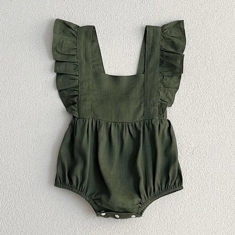 Summer Newborn Kids Baby Girls Rompers Infant Kids Baby Girls Sleeveless Solid Color Rompers Clothes