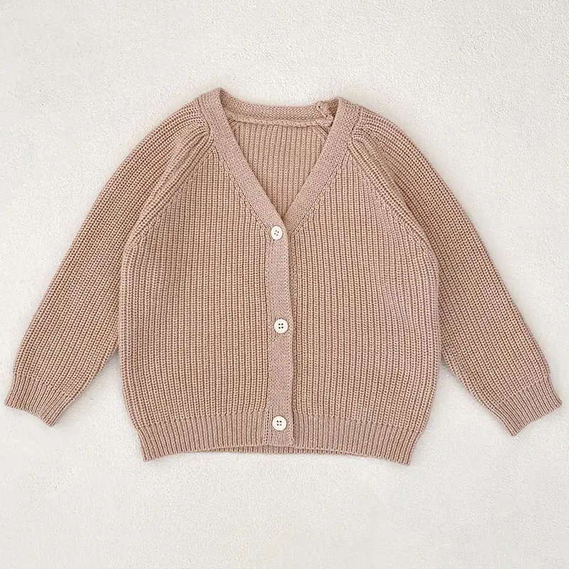 Baby Boys Knit Cardigan Girls Autumn Winter Knitted Sweater Long Sleeve Solid Color Single-breasted Knitwear Cardigan Jacket