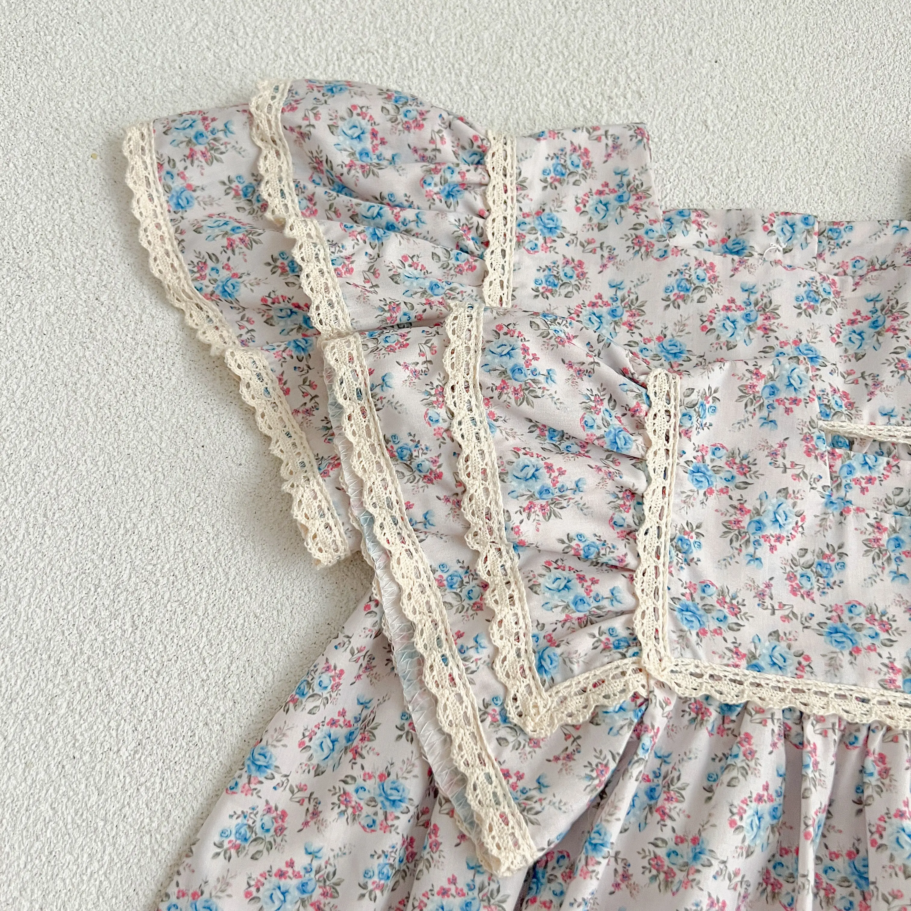 Sister Matching Outfit Princess Dress 0-6Yrs Toddler Baby Girls Flower Lace Dresses Summer Girl Baby Romper Blue Princess Romper