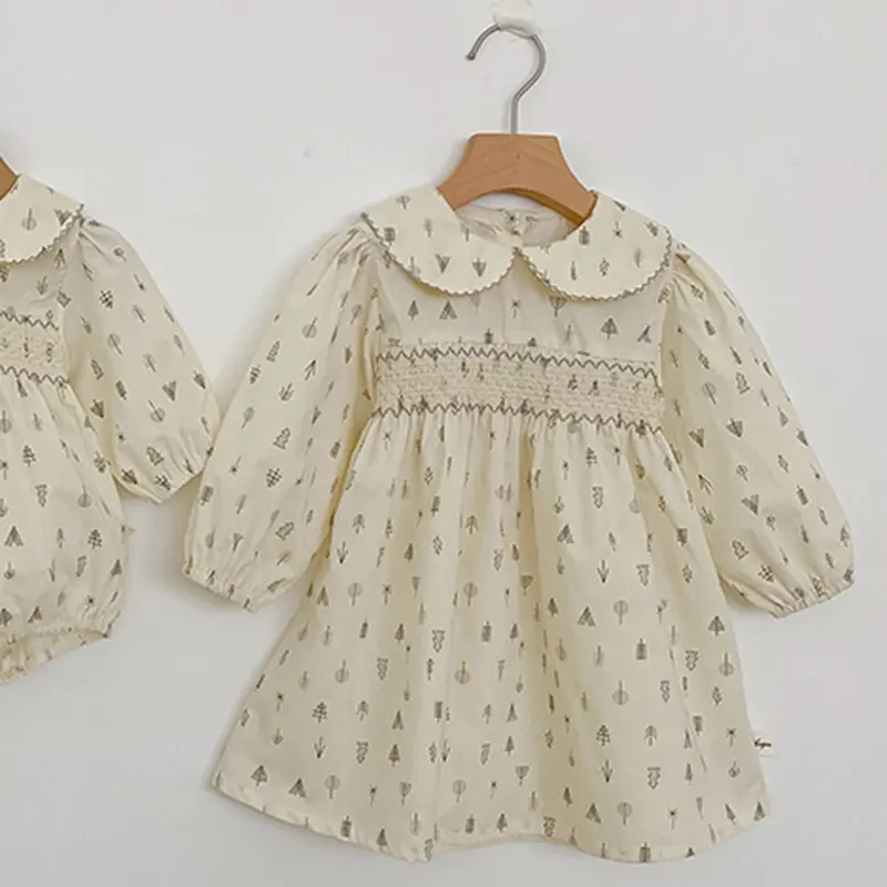Autumn Girls Princess Dress Baby Girls Flower Dresses 2-7 Years Spring Flower Dresses Lace Turn-down Floral Girl Princess Dress