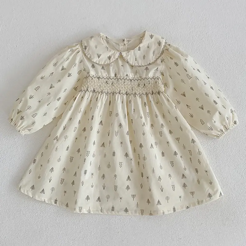 Autumn Girls Princess Dress Baby Girls Flower Dresses 2-7 Years Spring Flower Dresses Lace Turn-down Floral Girl Princess Dress