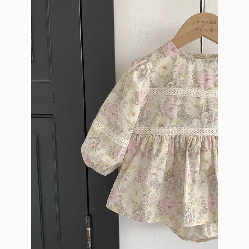 0-24M Baby Girl Clothing Autumn Baby Romper Dress Toddler Girls Jumpsuit Puff Sleeve Cotton Printing Newborn Baby Girl Romper