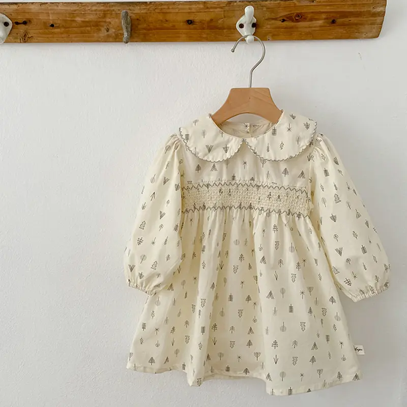 Autumn Girls Princess Dress Baby Girls Flower Dresses 2-7 Years Spring Flower Dresses Lace Turn-down Floral Girl Princess Dress