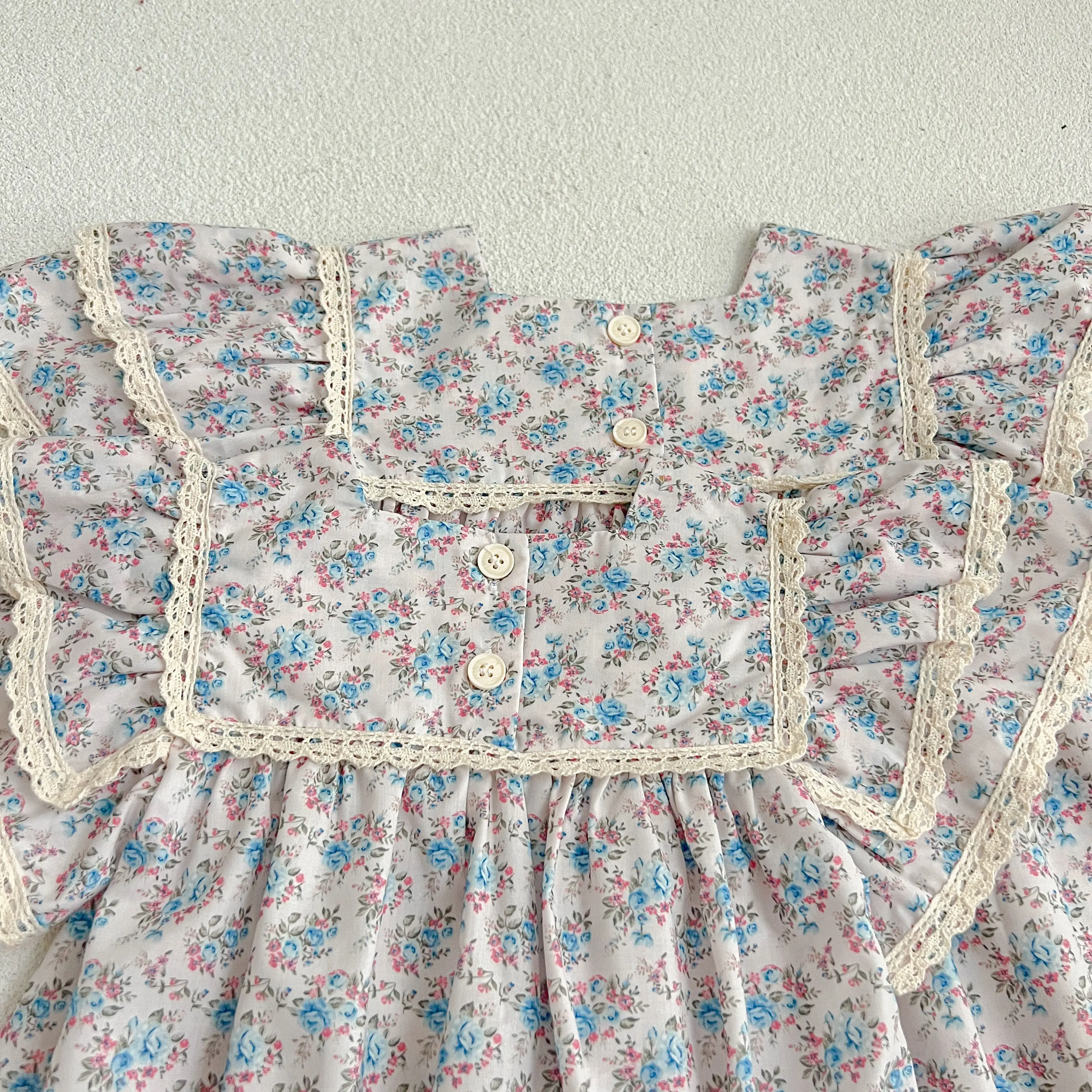 Sister Matching Outfit Princess Dress 0-6Yrs Toddler Baby Girls Flower Lace Dresses Summer Girl Baby Romper Blue Princess Romper