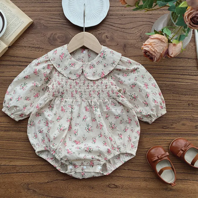 New Baby Clothing ﻿Floral One Piece Infant Newborn Baby Girl Bodysuits Polk Collar Princess Sweet Kids Romper Jumpsuit Newborns