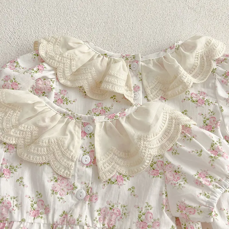 Summer Cute Newborn Toddler Baby Girls Lace Jumpsuit Sweet Baby Girls Short Sleeve Kids Princess Dress Girls Sister Clothes