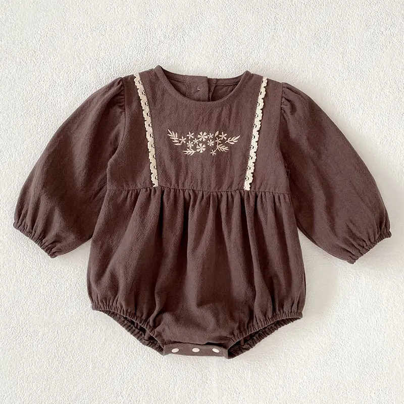 Autumn Princess Baby Girl Romper Spring Newborn Baby Girl Clothes Cotton Embroidery Floral Infant Outfits Cotton Baby Clothes