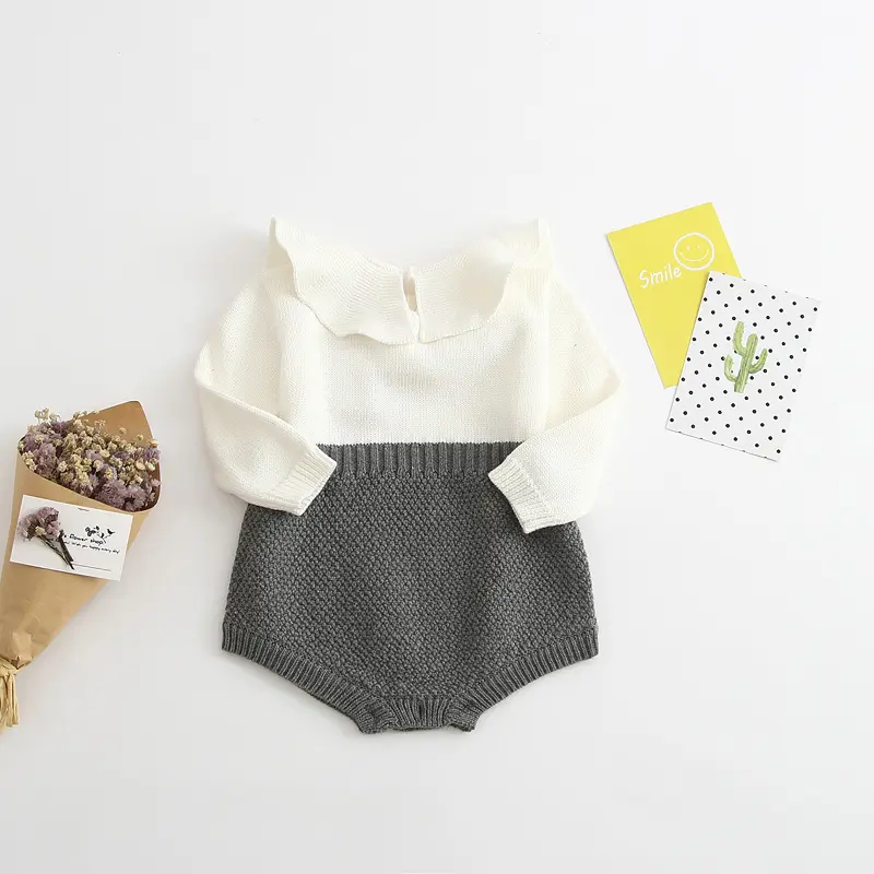 Newborn 2025 Kids Romper Baby Girl Long Sleeve Knitting Romper Girls Patchwork Jumpsuit Clothes Spring Autumn Outfit