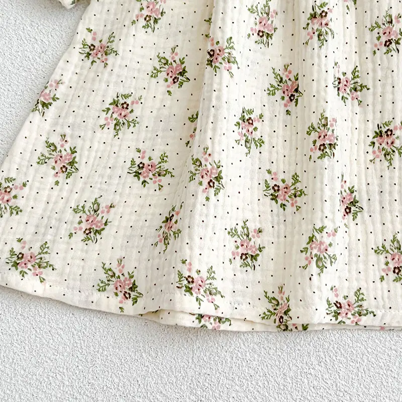 Spring Autumn Kids Baby Girls Long Sleeve Sweet Flower Printing Princess Dress Casual Baby Girls Dress Children Clothes Dress