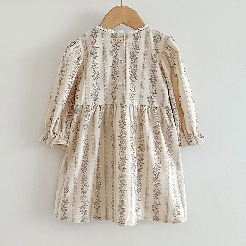 Spring Kids Baby Girls Long Sleeve Flower Printing Princess Dress Autumn New Baby Girls Sweet Dress Children Clothes Dress