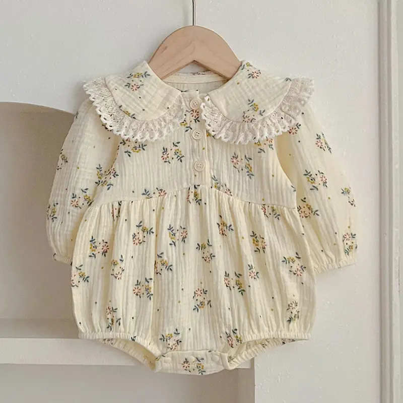 Spring Baby Girls Long Sleeve Sweet Sisters Flower Print Dress Autumn Infant Rompers Kids Baby Girls Princess Clothes Rompers