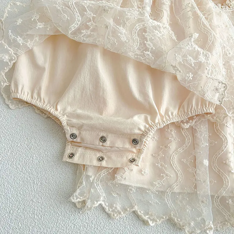 Summer Newborn Baby Girls Sweet Jumpsuit Toddler Baby Girls Short Sleeves Lace Kids Princess Dress Girls Sister Clothes
