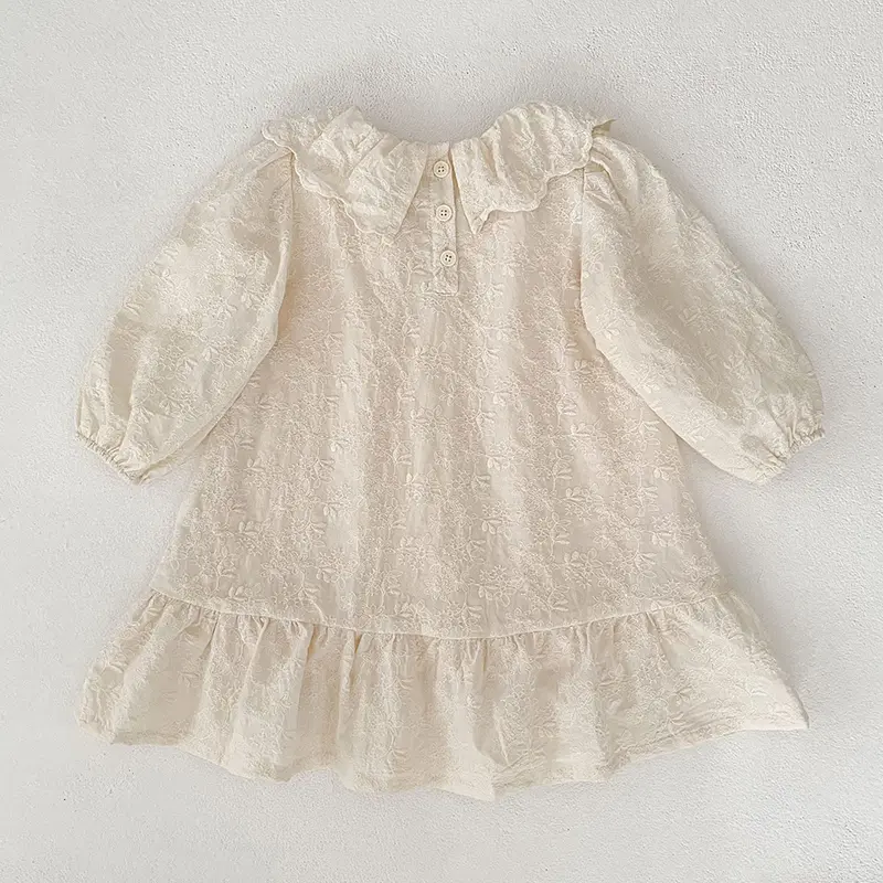 New Baby Girls Dress Girls Sweet Girl Dress Ruffle Trim Party Princess Dress Lace Collar Going Out Casual Dresses Little Clothes