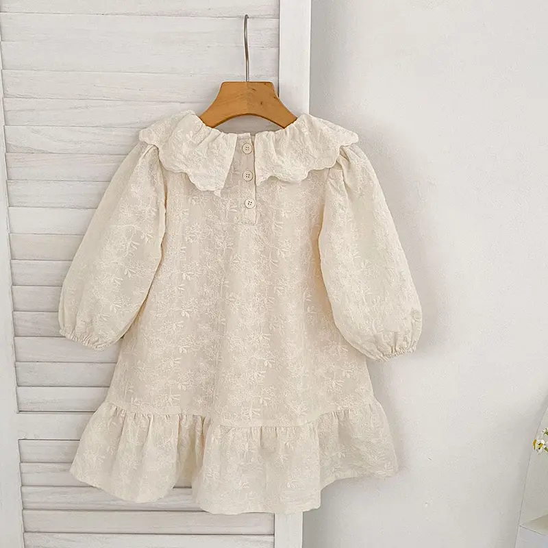 New Baby Girls Dress Girls Sweet Girl Dress Ruffle Trim Party Princess Dress Lace Collar Going Out Casual Dresses Little Clothes
