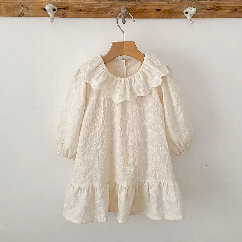 New Baby Girls Dress Girls Sweet Girl Dress Ruffle Trim Party Princess Dress Lace Collar Going Out Casual Dresses Little Clothes