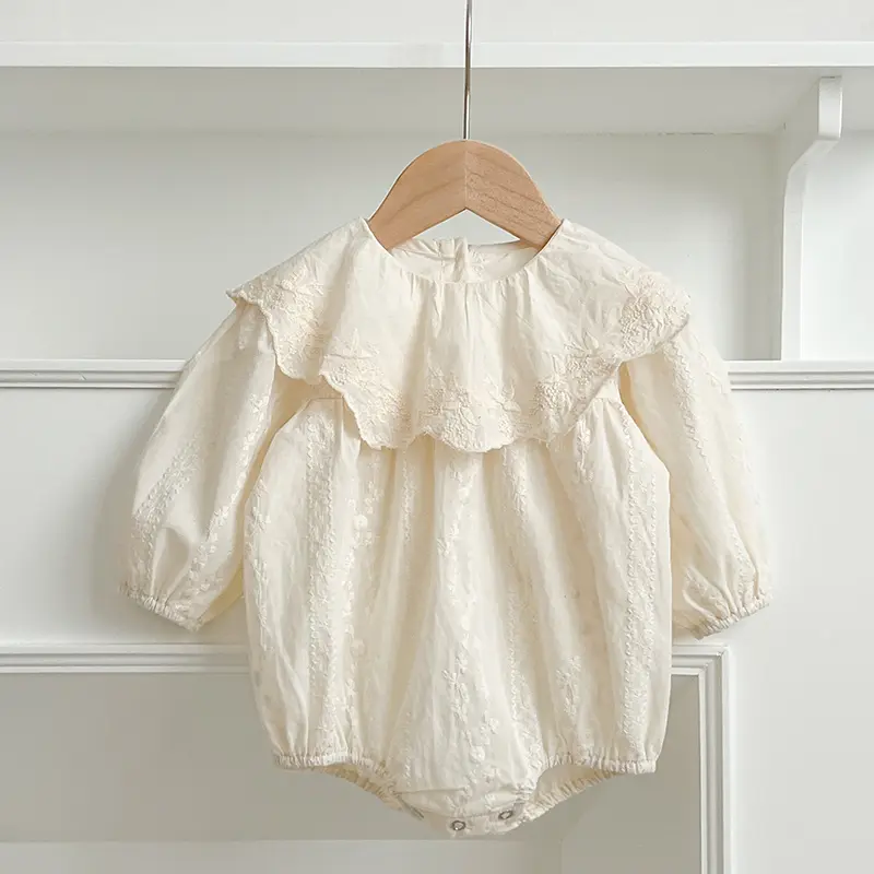 Autumn Baby Girl Romper Baby Girl Clothes Cotton Embroidered Lapel Baby Girl's One Piece Clothes Princess Party Climbing Clothes