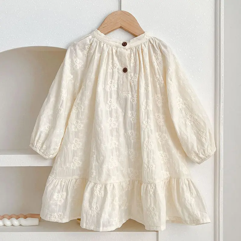 Spring Kids Baby Girls Long Sleeve Sweet Embroidery Princess Dress New Autumn Kids Baby Girls Dress Children Clothes Dress