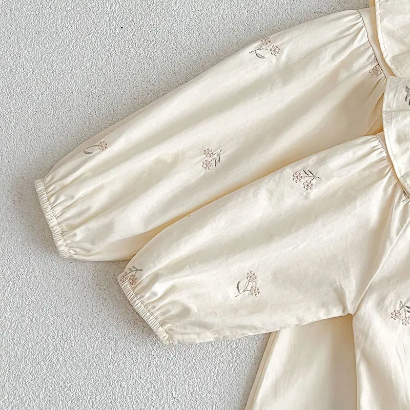 Spring Kids Baby Girls Long Sleeve Sweet Flower Embroider Princess Dress Autumn Baby Girls Dress Children Clothes Dress