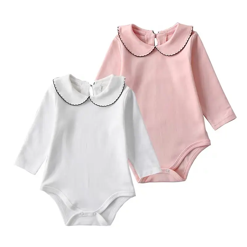 Baby Boys Girl Jumpsuit Children Clothes Spring Newborn Romper Long Sleeved Solid Color Cotton Splicing Toddler Baby Girl Romper