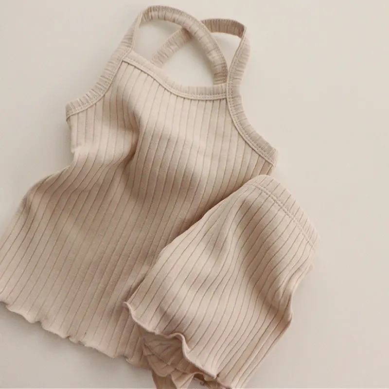 Summer Baby Clothing Set Children's Solid Color Long-sleeve Elastic Trousers Two Piece Suit Newborn Boys Girls Pants Set Outfit