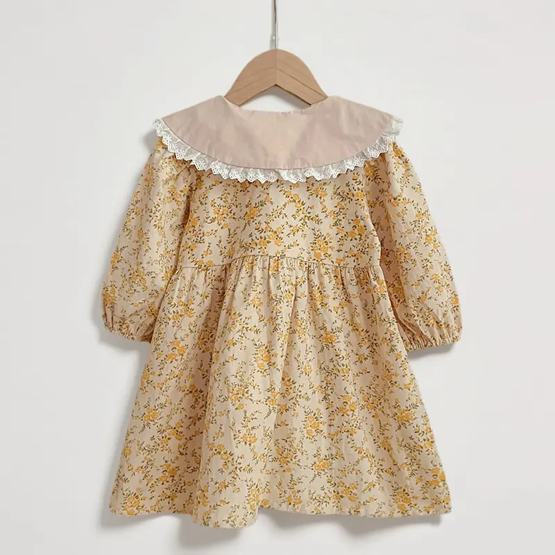 Autumn Kids Baby Girls Flower Dress Long Sleeve Sweet Printing Princess Dress Casual Baby Girls Dress Children Clothes Dress