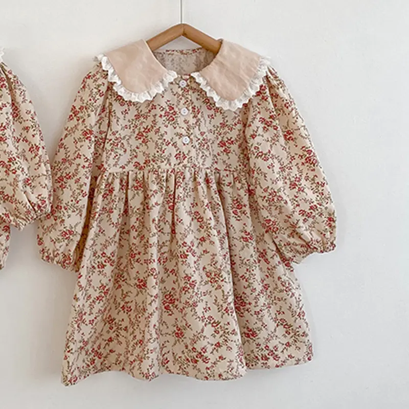 Autumn Kids Baby Girls Flower Dress Long Sleeve Sweet Printing Princess Dress Casual Baby Girls Dress Children Clothes Dress